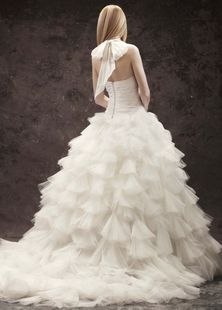VW351075 Halter Ball Gown with Tulle Petal SkirtStyle