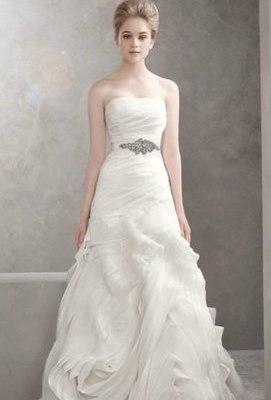 VW351011 Organza Fit and Flare Gown with Bias Flange SkirtStyle