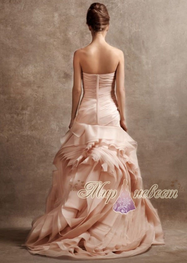 VW351011 Organza Fit and Flare Gown with Bias Flange SkirtStyle