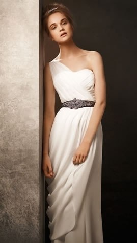 VW351000 One Shoulder Gown with Asymmetrically Draped SkirtStyle