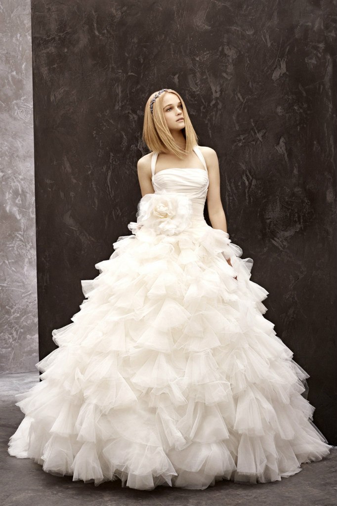 VW351075 Halter Ball Gown with Tulle Petal SkirtStyle